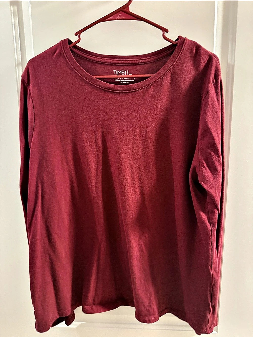 🥳 5 for $25 BUNDLE Time and Tru Long Sleeve Tee in Burgundy Size XL Like New